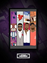 a framed poster with a picture of a man and a woman