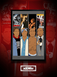 a framed poster of the movie squares