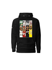 a black hoodie with a group of people on it