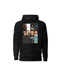 a black hoodie with a group of people on it