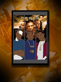 a framed poster with a picture of a group of men