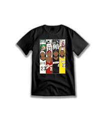 a black t - shirt with a group of people on it