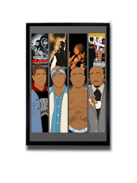a framed picture of a group of people