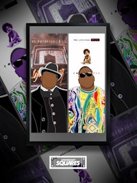 a framed poster with a picture of a man and a woman