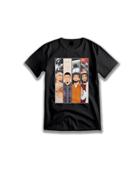 a black t - shirt with cartoon characters on it