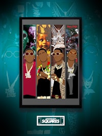 a framed picture of a group of rappers