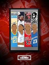a framed poster of the nba players